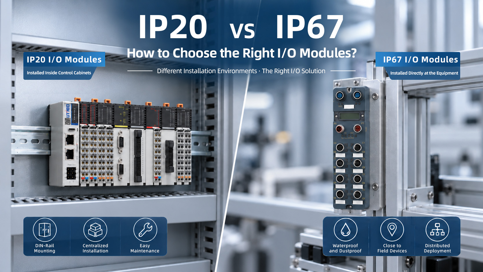 Inside the Control Cabinet or at the Machine? How to Choose Between IP20 and IP67 I/O Modules?